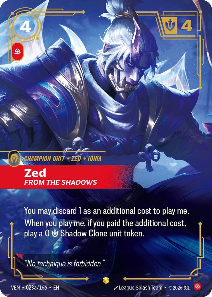 Zed, From the Shadows (Alternate Art) - Vendetta (VEN)