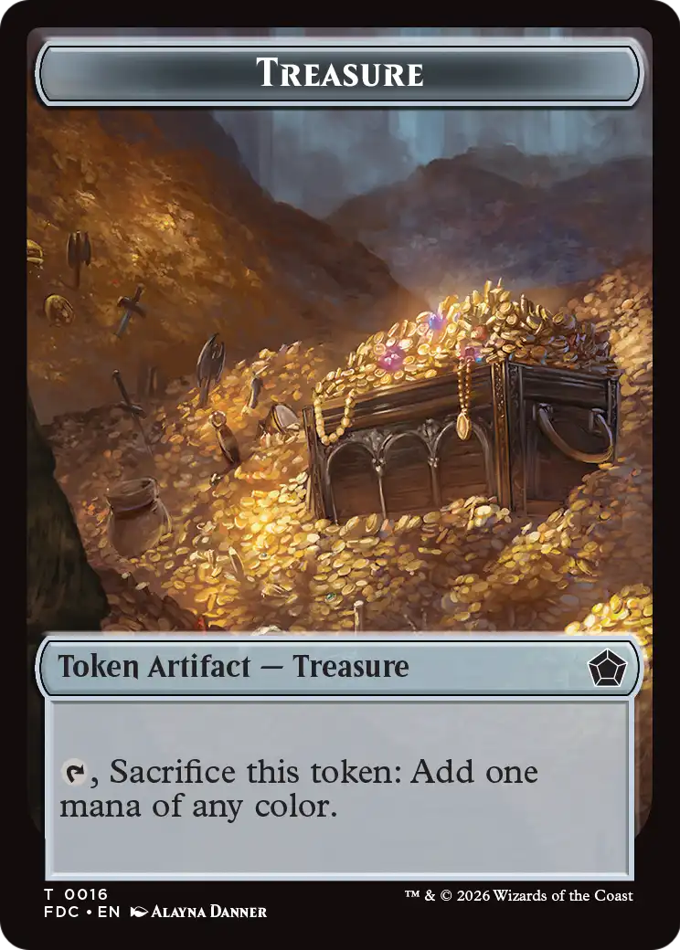 Dragon (0009) // Treasure Double-Sided Token [Foundations Commander Tokens]