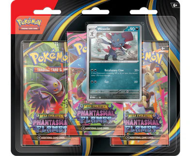 Mega Evolution: Phantasmal Flames - 3 Pack Blister (Weavile)