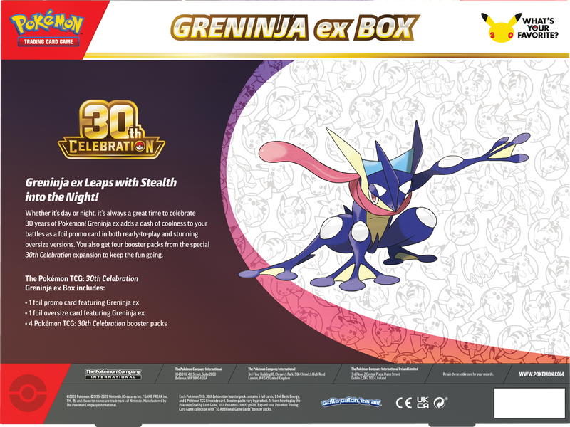 Pokémon TCG: 30th Celebration - Greninja ex box (PREORDER)