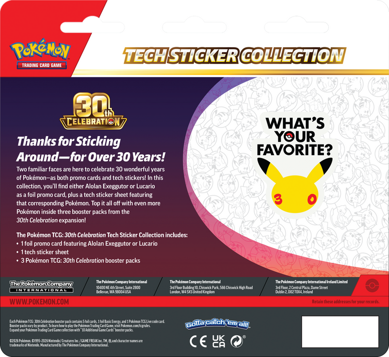 Pokémon TCG: 30th Celebration - Tech Sticker Collection (Lucario) (PREORDER)
