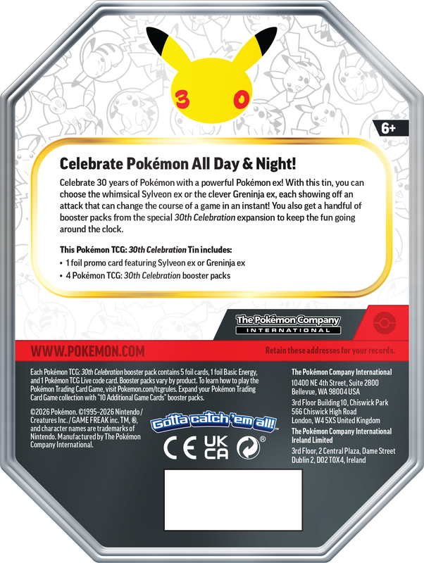 Pokémon TCG: 30th Celebration - Celebration Tin ( Greninja ex ) (PREORDER)